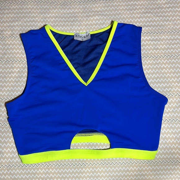 Icon Swim Other - Icon Swim Blue and Neon Yellow Bikini Top